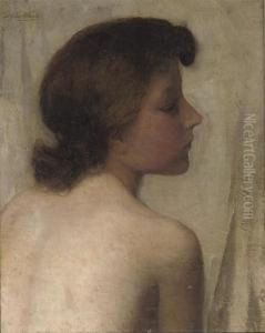 Naakt Studie: Portrait Of A Girl En Profil by Nicolaas Van Der Waay