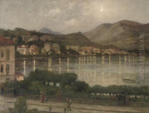 View Of The Lake Lugano By Night