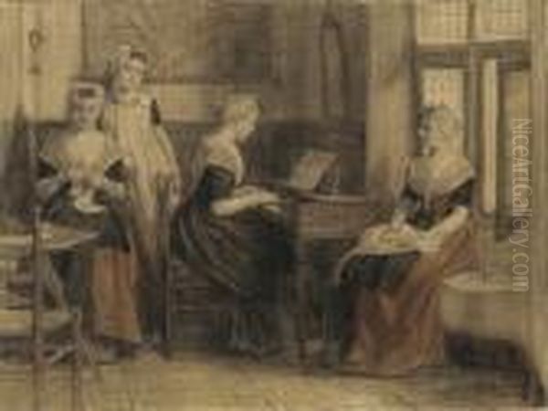Femme Assise Jouant Du Piano,
D'autres Femmes Cousant Dans Un Interieur Aux Armes D'amsterdam - view 1
