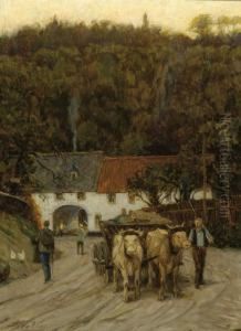 Ox Cart In An Austrian Village