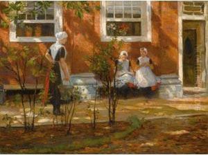 Orphan Girls In A Courtyard, Amsterdam by Nicolaas Van Der Waay