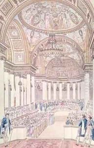 Imperial Banquet in the Grand Salon of the Tuileries Palace on the Occasion of the Marriage of Napoleon I 1769-1821 and Marie Louise 1791-1847 of Austria by Pierre Francois Leonard Fontaine