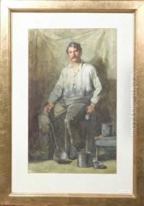 Sitzender Handwerker. by Nicolaas Van Der Waay