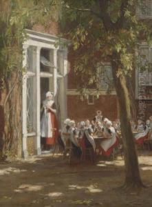 In The Courtyard On A Sunny Afternoon by Nicolaas Van Der Waay