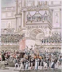 The Emperor and the Empress Receiving the Homage of the French Troops from the Balcony of the Tuileries on the Occasion of their Marriage by Pierre Francois Leonard Fontaine