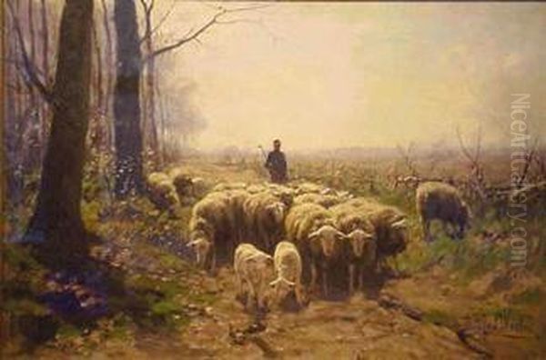 A Shepherd With His Flock - view 1