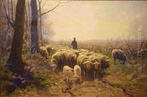 A Shepherd With His Flock by Hermann Johannes Van Der Weele