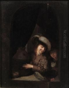 Children Playing With A Cat And Bird by Adriaen Van Der Werff