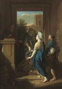 The Visitation, With Saints Joseph And Zacharias