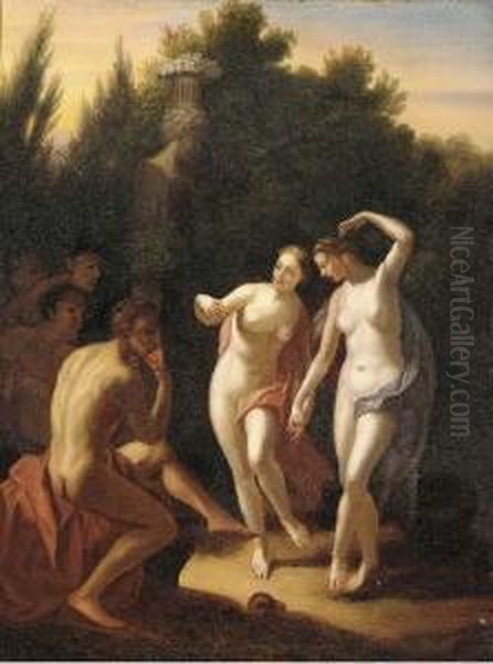 Two Nymphs Dancing In A Garden Before An Audience - view 1
