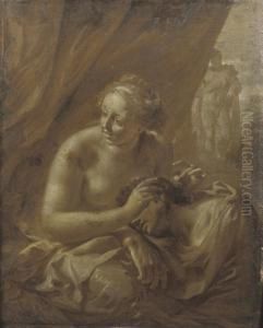 Samson And Delilah; 'en Brunaille' by Adriaen Van Der Werff
