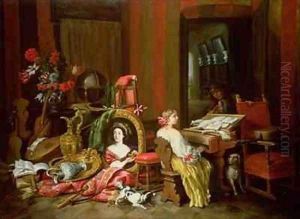Interior with a Lady at a Harpsichord
