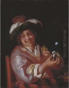 A Self-portrait As A Merry Toper by Adriaen Van Der Werff