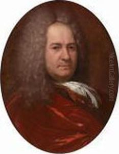 Portrait Of A Gentleman, Bust-length, In A Crimson Coat With A Lace Jabot