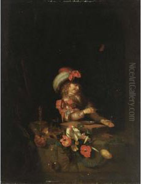 Vanitas: A Boy In A Window 
Blowing Bubbles, With A Skull, Flowers, A Watch, A Candle And A 
Butterfly - view 1