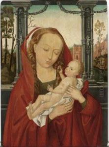 The Madonna And Child Before A Landscape With A View On City Walls by Rogier van der Weyden