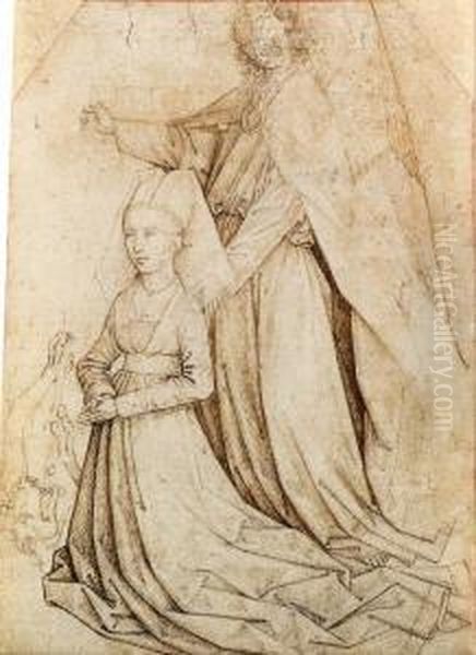 A Kneeling Female Donor With Saint Michael Transfixing Thedevil - view 1