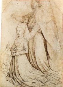 A Kneeling Female Donor With Saint Michael Transfixing Thedevil by Rogier van der Weyden