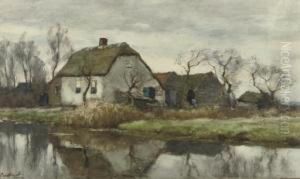A Farmhouse Along A Stream by Chris Van Der Windt