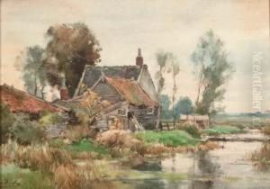 A Cottage By A Stream by Chris Van Der Windt