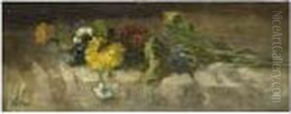 A Still Life With Flowers On A Ledge - view 1