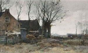 A Peasant At Work In His Vegatable Garden by Chris Van Der Windt