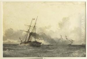 A Steamship In Open Water by W.A. van Deventer