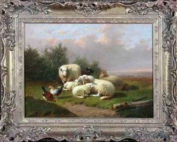 Sheep And Poultry In A Meadow - view 1