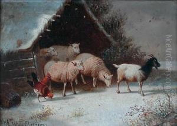 Farm Animals In Winter Landscape - view 1