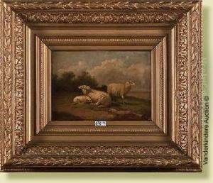 Moutons Au Pre by Joseph Van Dieghem