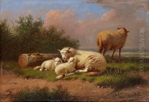 Schafe Auf Der Weide. by Joseph Van Dieghem