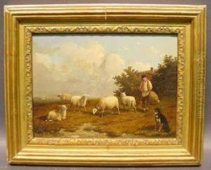 Shepherd With His Flock by Joseph Van Dieghem