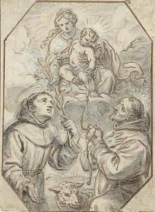 The Virgin And Child Appearing To Saint Francis And Anotherfranciscan
