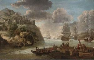 A Squadron Of The Royal Navy In A Mediterranean Harbour