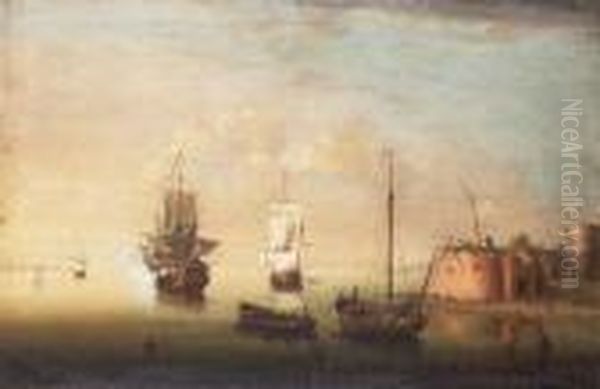 A Coastal Inlet With Moored Dutch Shipping - view 1