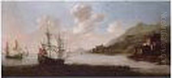 English Man-of-war Off The Coast - view 1