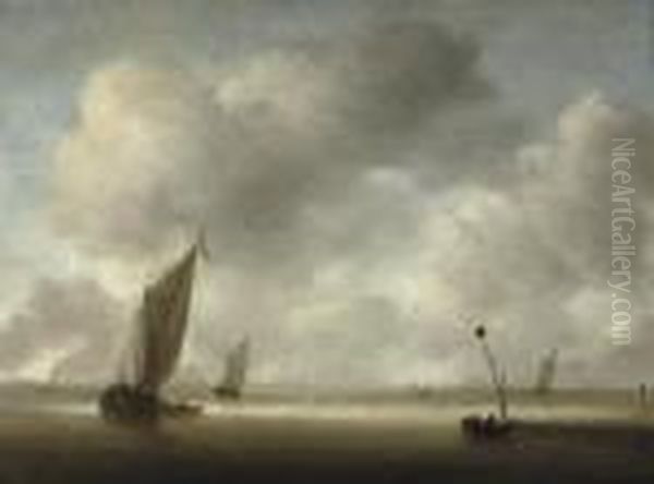 A Calm With Fishing Boats And Fishermen In The Foreground - view 1