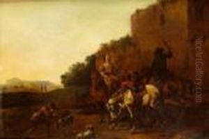 Le Depart Pour La Chasse by Simon Johannes van Douw