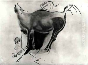 Copy of a rock painting at the Altamira Caves depicting a stag belling Copy of a rock painting at the Altamira Caves depicting a stag belling