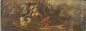 A Cavalry Skirmish Between Turks And Christians by Simon Johannes van Douw
