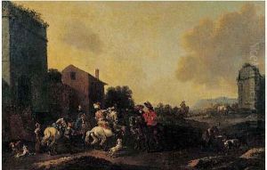 Un Rendez-vous De Chasse by Simon Johannes van Douw