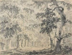 Paysage De Foret Aux Grands Arbres by Egbert Van Drielst