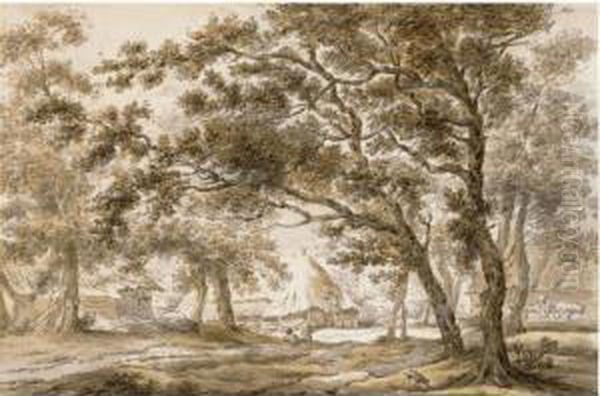 Farm Buildings Amongst Trees At Eext - view 1