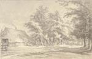 A Wooded Landscape With A Farmhouse Near Eext by Egbert Van Drielst