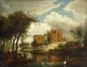Ruine Am Flusslauf. by Egbert Van Drielst