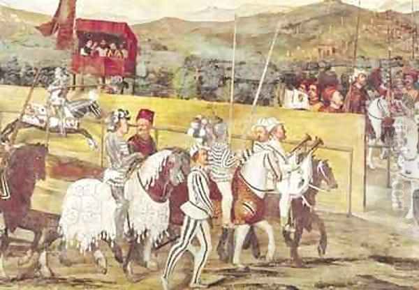 Tournament in Honour of Christian I 1426-81 of Denmark at Castello di Malpaga - view 1