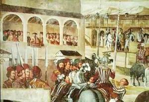 Tournament in Honour of Christian I 1426-81 of Denmark at Castello di Malpaga 2 by Marcello Fogolino
