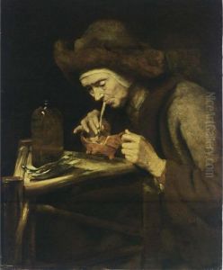 An Elderly Woman Smoking A Pipe