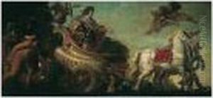 King Louis Xiii Of France In A Triumphal Chariot by Justus van Egmont