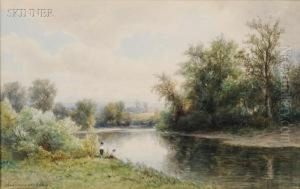 Boys Fishing On A River Bank